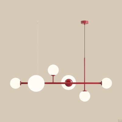 Luminária pendente Dione 6 Metal Borgonha