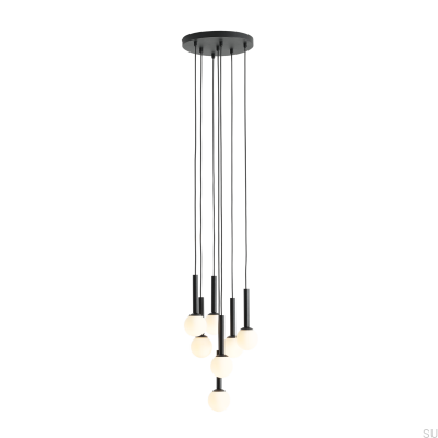 Luminária suspensa Riu 7 Ring Metal Preto