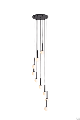 Luminária pendente Riu 9 Ring Metal Preta