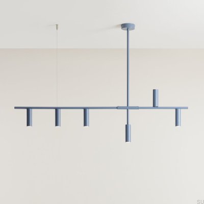 Luminária Pendente Trevo 6 Metal Azul