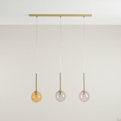 Luminária pendente Bosso 3 em latão multicolorido
