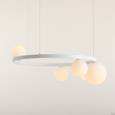 Luminária suspensa Garda 5 Ring Metal Branco