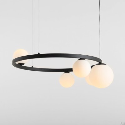 Luminária suspensa Garda 5 Ring Metal Preto
