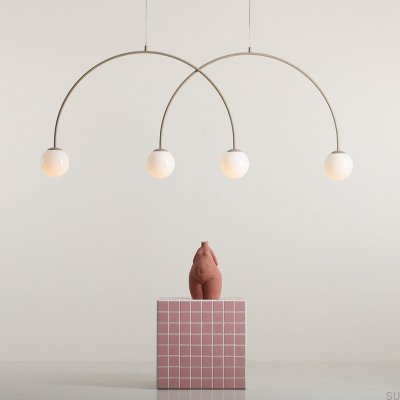 Luminária Pendente Una 4 L Metal Bege