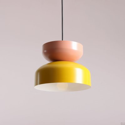 Luminária Pendente de Metal Tula Mostarda e Coral