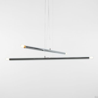Luminária suspensa Tubo 4 Metal Prata Cromado