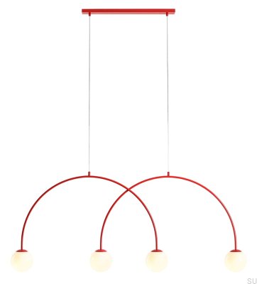 Luminária Pendente Una 4 Metal Vermelha
