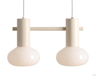 Luminária pendente Flo 2 S em metal creme