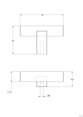 Puxador de móveis T-Bar Bar055 latão marrom