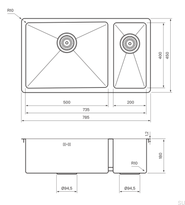 Pia de Cozinha 7040 Aço Marrom PVD