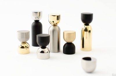 Cabide de parede Kokeshi Mix 1856, latão escovado sem laca e aço escovado