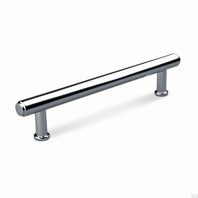 Puxador alongado para móveis Matera 128, metal, prata, cromado, polido