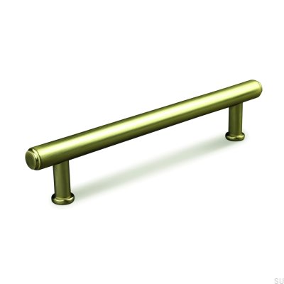 Puxador alongado para móveis Matera 128 em metal escovado dourado