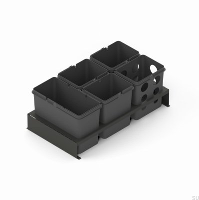 Sistema de Recipiente para Triagem de Resíduos Merida 80x45 Cinza Escuro