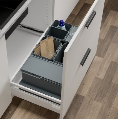 Sistema de Recipiente para Triagem de Resíduos Merida 80x45 Cinza Escuro