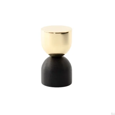 Puxador de móveis Kokeshi Mix 1832, latão polido sem laca e alumínio preto