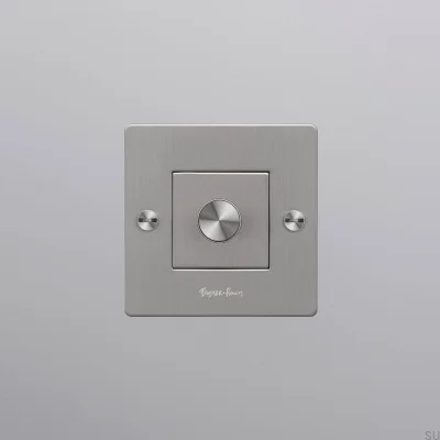 Dimmer padrão europeu LED Cross 1G 250W na cor aço prateado com logotipo.