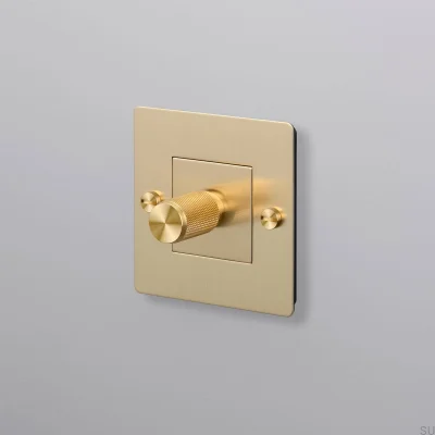 Dimmer LED Cross 1G 250W em latão, padrão europeu, sem logotipo.