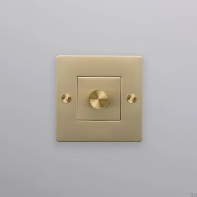 Dimmer LED Cross 1G 250W em latão, padrão europeu, sem logotipo.