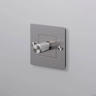 Dimmer padrão europeu LED Cross 1G 250W na cor aço prateado, sem logotipo.