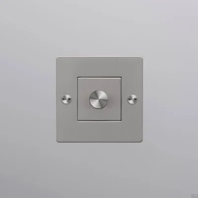 Dimmer padrão europeu LED Cross 1G 250W na cor aço prateado, sem logotipo.