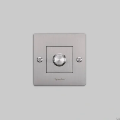 Luminária linear LED 1G 120W em aço prateado com dimmer padrão europeu e logotipo.