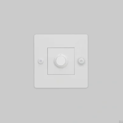 Luminária linear LED 1G 250W branca aço com dimmer padrão europeu, interruptor e logotipo.