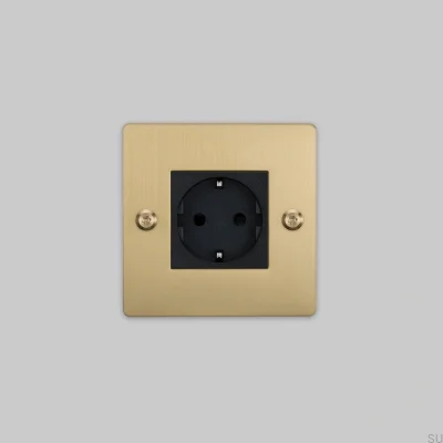 Tomada simples sem logotipo, tipo F, linear, 1G, latão, padrão europeu.