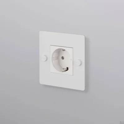 Tomada simples sem logotipo Tipo F Cruz 1G Aço Branco Padrão Europeu
