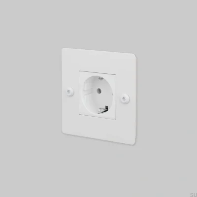 Tomada simples sem logotipo Tipo F Linear 1G em aço branco Padrão Europeu