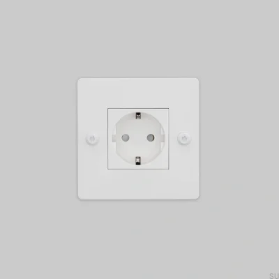 Tomada simples sem logotipo Tipo F Linear 1G em aço branco Padrão Europeu