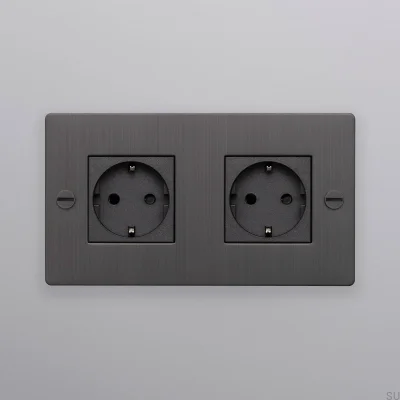 Soquete duplo tipo F cruzado 2G em latão bronze queimado, padrão europeu.