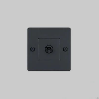 Interruptor único sem logotipo Linear 1G Aço Preto Padrão Europeu