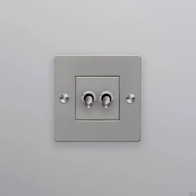 Interruptor duplo sem logotipo Cross 1G Aço Prata Padrão Europeu