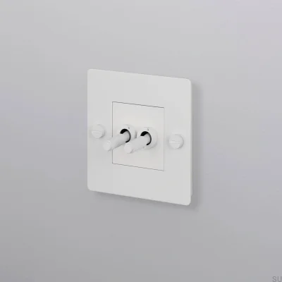 Interruptor duplo sem logotipo Cross 1G Aço Branco Padrão Europeu
