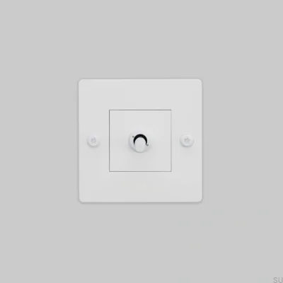 Interruptor único com logotipo Linear 1G em aço branco, padrão europeu.
