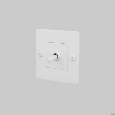 Interruptor único sem logotipo Linear 1G Aço Branco Padrão Europeu