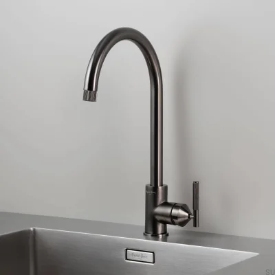 Torneira de cozinha Linear em latão cor de chumbo com conector europeu