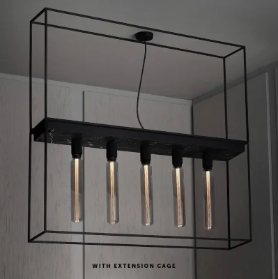 Luminária de teto Caged Cross 5.0 em aço e mármore preto