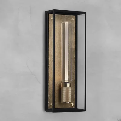 Luminária de parede em latão com gaiola para uso úmido
