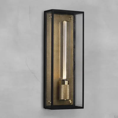 Luminária de parede em latão com gaiola para uso úmido
