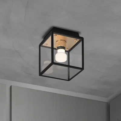 Luminária de teto em latão com gaiola para uso úmido