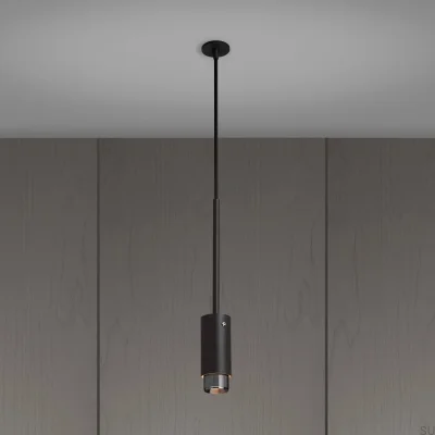 Luminária pendente Exhaust Linear em Aço Grafite com Detalhes Prateados