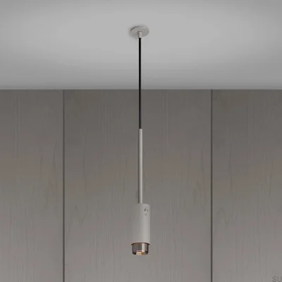 Luminária de teto linear cinza aço com detalhes prateados