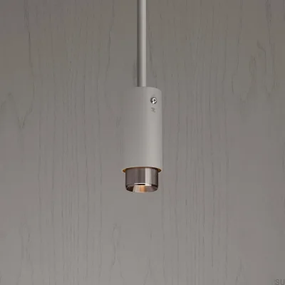Luminária de teto linear cinza aço com detalhes prateados