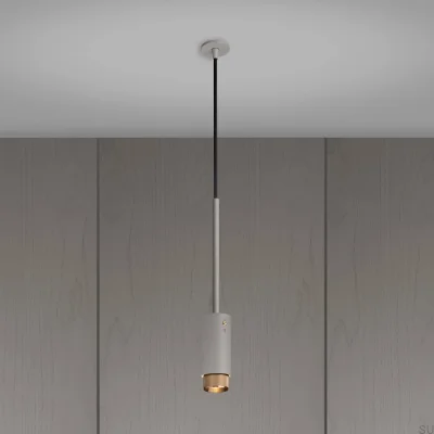 Luminária pendente Exhaust Linear Steel Gray com detalhes em latão