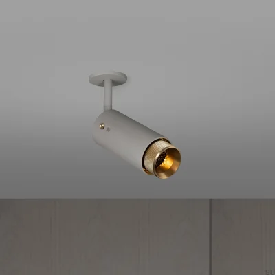 Farol auxiliar ajustável Exhaust Cross, cinza aço com detalhes em latão.