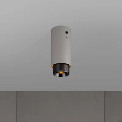 Refletor de teto linear em aço cinza-chumbo com acabamento em exaustão