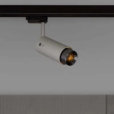 Trilho de escapamento linear, modelo Spotlight, cinza aço com detalhes em metal grafite.
