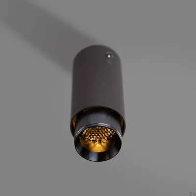 Refletor de teto linear em aço grafite com acabamento em tom de metal escuro para exaustão